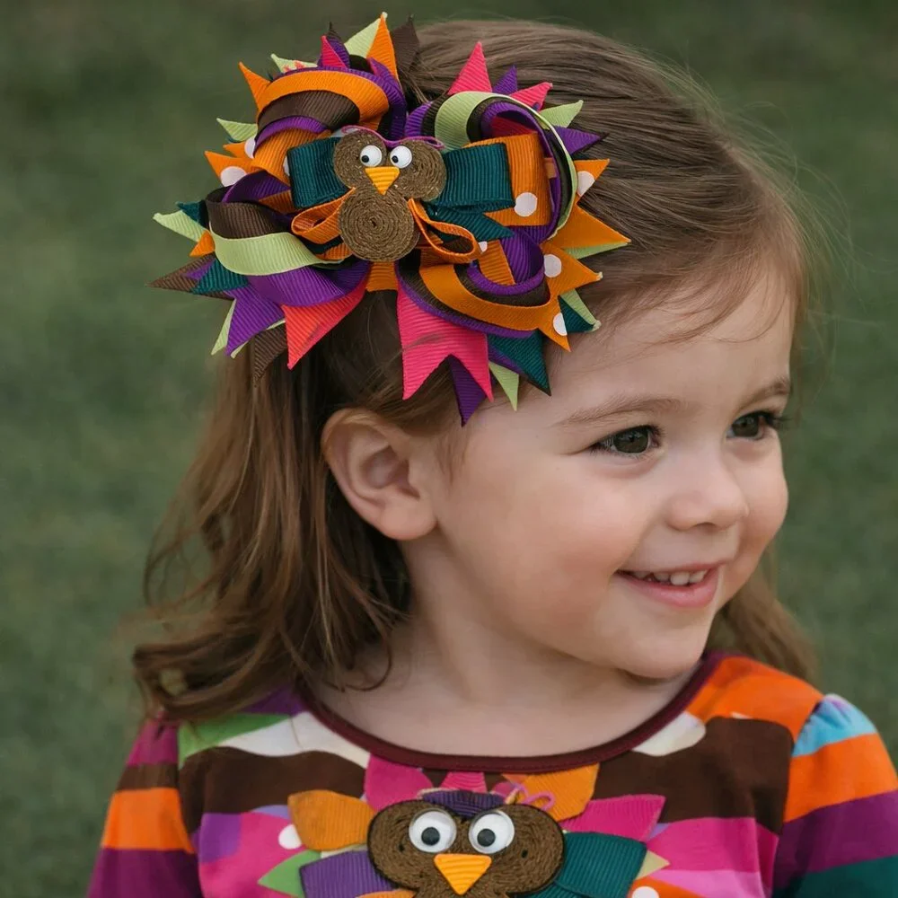 Handcrafted Boutique Adorable Googly-Eyed Owl Hair Bow on Pinch Clip Girls  NWOT